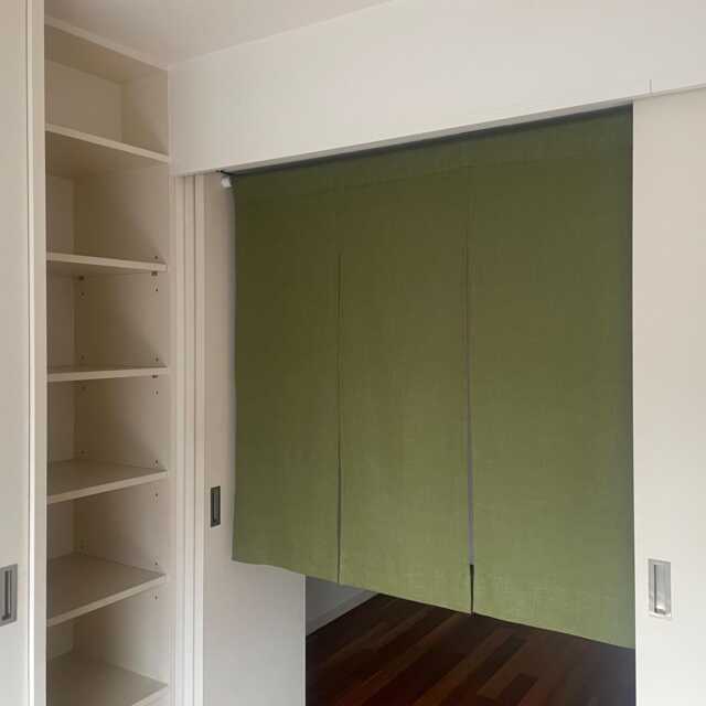 Green Linen Noren Curtain, Order Made Green Noren, 3 Panel Window Valence, Caf?? Japanese Restaurant Kendo Dojo - image 1