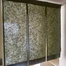 Green Linen Noren Curtain, Order Made Green Noren, 3 Panel Window Valence, Caf?? Japanese Restaurant Kendo Dojo - thumbnail 3