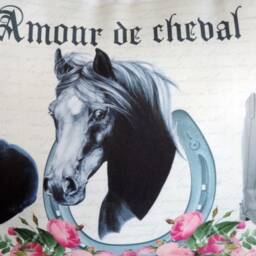 Handmade French Horse Throw Pillow - Equestrian Decor - thumbnail 2