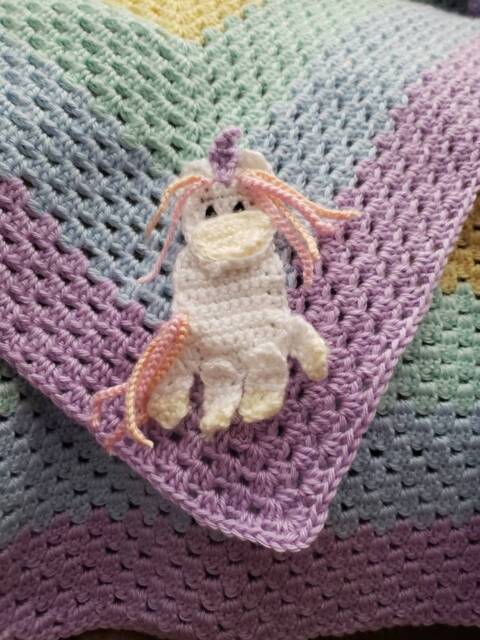 Made To Order. Unicorn Baby Blanket. Crochet Rainbow Baby Shower Gift - image 1