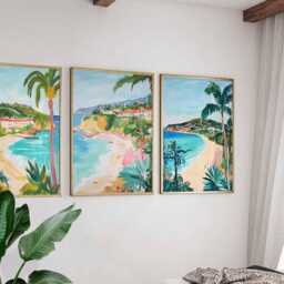 Set Of 3 Laguna Beach Posters, California Travel Prints, Usa Wall Art Sets, Ocean Coastal Poster Decor, Landscape Print - thumbnail 3