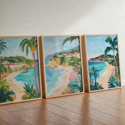 Set Of 3 Laguna Beach Posters, California Travel Prints, Usa Wall Art Sets, Ocean Coastal Poster Decor, Landscape Print - thumbnail 2