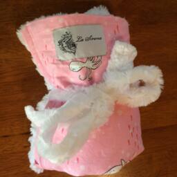 "Pink Mermaid, Whale & Octopus Baby Blanket With White Minky ""Cassandra" - thumbnail 4