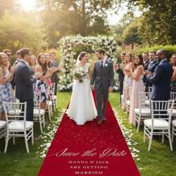 Red Customizable Wedding Runner Rug - Elegant Personalized Carpet Romantic Ceremony Floor Decor Custom Aisle Mat