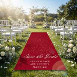 Red Customizable Wedding Runner Rug - Elegant Personalized Carpet Romantic Ceremony Floor Decor Custom Aisle Mat - thumbnail 2