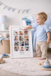 Baby Boy First Photo Collage, Personalised 12 Pictures, Baby's 1st Year Photo Print Frame , Custom Baby Gift, Nursery Decor, Birthday