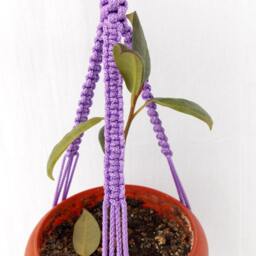 Purple Mini Macrame Planter Pot 20 Inches 3mm Plant Hanger Wall Hanging Hanging Indoor Or Outdoor Decor Window Decorations - thumbnail 3