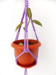 Purple Mini Macrame Planter Pot 20 Inches 3mm Plant Hanger Wall Hanging Hanging Indoor Or Outdoor Decor Window Decorations - thumbnail 1