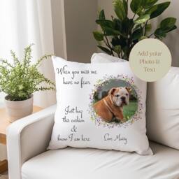 Floral Pet Memorial Cushion, Custom Photo Remembrance Gift, Dog Cat Loss Keepsake - thumbnail 1