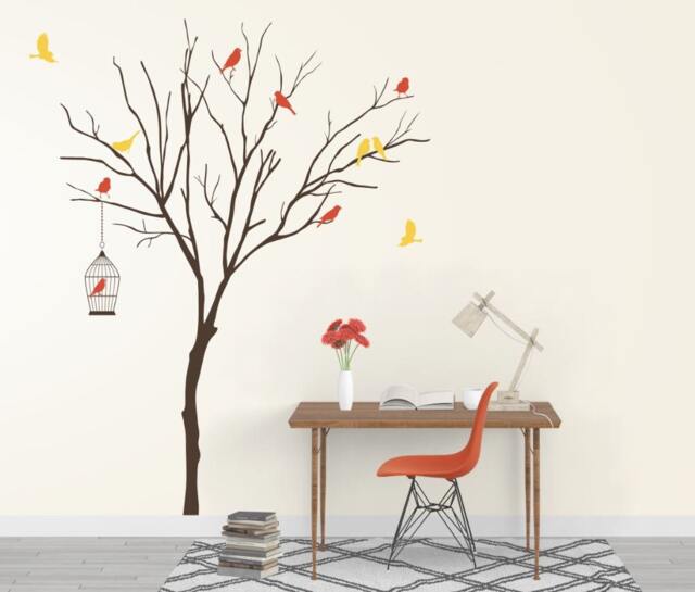 Realistic Winter Tree Decals For Walls With Birds Stick On Wall Art Sticker Decals By Decalisland -Winter Decal Sd 054 - image 1