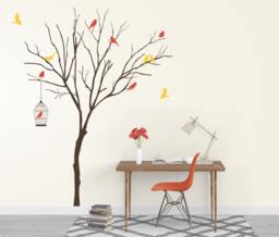 Realistic Winter Tree Decals For Walls With Birds Stick On Wall Art Sticker Decals By Decalisland -Winter Decal Sd 054 - thumbnail 1