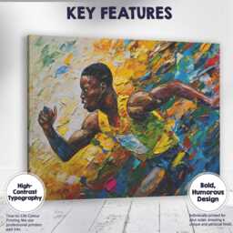 Colourful Impasto Sprint Runner Dynamic Athletic Painting Canvas Wall Art Print Decor Picture Ready To Hang - thumbnail 1