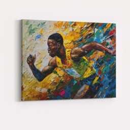 Colourful Impasto Sprint Runner Dynamic Athletic Painting Canvas Wall Art Print Decor Picture Ready To Hang - thumbnail 4