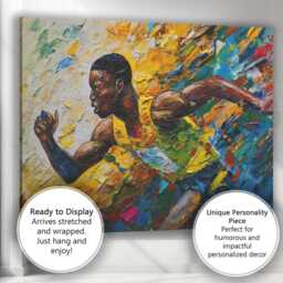 Colourful Impasto Sprint Runner Dynamic Athletic Painting Canvas Wall Art Print Decor Picture Ready To Hang - thumbnail 3