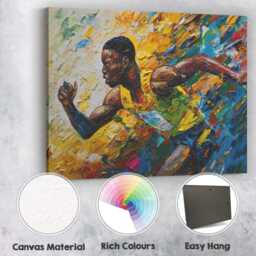 Colourful Impasto Sprint Runner Dynamic Athletic Painting Canvas Wall Art Print Decor Picture Ready To Hang - thumbnail 2