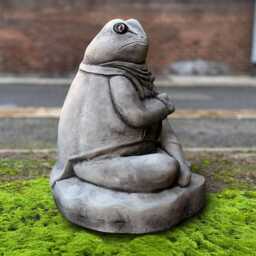 Large Sitting Frog Statue Cement Sculpture Stone Garden Decor Outdoor Amphibian Art Yard Ornament Peaceful Figurine - thumbnail 4