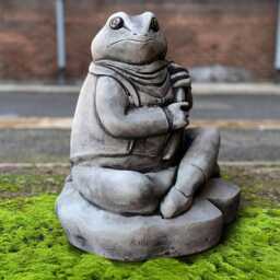 Large Sitting Frog Statue Cement Sculpture Stone Garden Decor Outdoor Amphibian Art Yard Ornament Peaceful Figurine - thumbnail 3