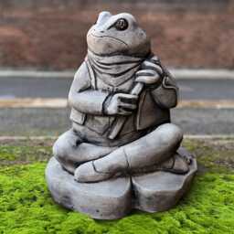 Large Sitting Frog Statue Cement Sculpture Stone Garden Decor Outdoor Amphibian Art Yard Ornament Peaceful Figurine