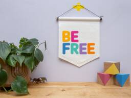 Be Free Wall Banner Flag. Nursery Decor. Pastel. Rainbow. Felt Hanging - thumbnail 1