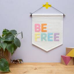 Be Free Wall Banner Flag. Nursery Decor. Pastel. Rainbow. Felt Hanging - thumbnail 2