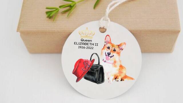 Queen Elizabeth Ceramic Ornament Corgi Keepsake Bauble - image 1