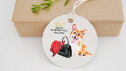 Queen Elizabeth Ceramic Ornament Corgi Keepsake Bauble - thumbnail 1