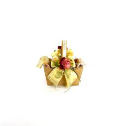 Small Wooden Basket Decorated With Flowers & Linen - thumbnail 2