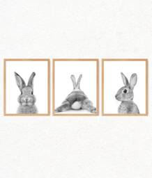 Baby Bunny Prints Set Woodland Nursery Wall Art - thumbnail 1
