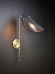 1950's Mid-Century Modern Tulle Wall Lamp- Italian Sconce- Luxury Perforated Mesh Light in Black & Brass - thumbnail 1