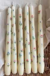 2 Pcs Hand Painted Mini Floral Taper Candles-, Spring Easter Decor