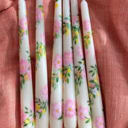 2 Pcs Hand Painted Mini Floral Taper Candles-, Spring Easter Decor - thumbnail 2