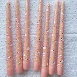 2 Pcs Hand Painted Mini Floral Taper Candles-, Spring Easter Decor - thumbnail 4