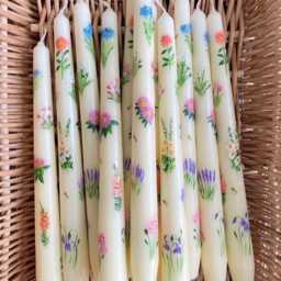 2 Pcs Hand Painted Mini Floral Taper Candles-, Spring Easter Decor - thumbnail 3