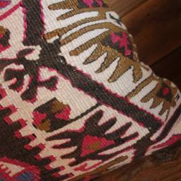 40cm - 16 Inch Square Vintage Kilim Cushion Cover Handwoven - Hand Spun Natural Fibres - thumbnail 3