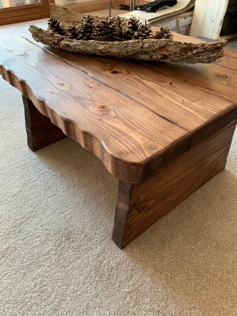 Waney Edge Coffee Table Live Handmade Rustic Edge Coffee Table Solid Wood Farmhouse Style Oak Pine - image 1