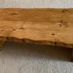 Waney Edge Coffee Table Live Handmade Rustic Edge Coffee Table Solid Wood Farmhouse Style Oak Pine - thumbnail 3