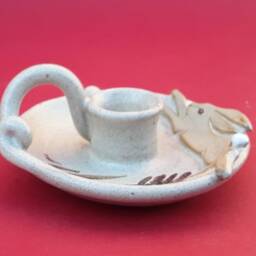 Wee Willie Winkie Style Candleholder, Leaping Hare, Tablecentre, Altarpiece, Hand Thrown, Stoneware Pottery, Ceramic - thumbnail 3