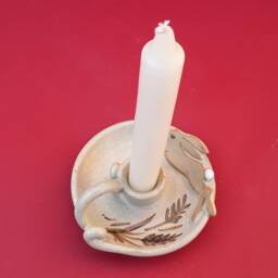 Wee Willie Winkie Style Candleholder, Leaping Hare, Tablecentre, Altarpiece, Hand Thrown, Stoneware Pottery, Ceramic - thumbnail 4