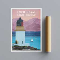 Loch Indaal Lighthouse Travel Poster - Isle Of Islay Wall Art - A4 To A1 Sizes Matt Or Satin Finish - thumbnail 3