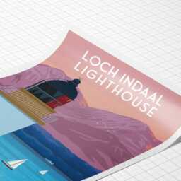 Loch Indaal Lighthouse Travel Poster - Isle Of Islay Wall Art - A4 To A1 Sizes Matt Or Satin Finish - thumbnail 2