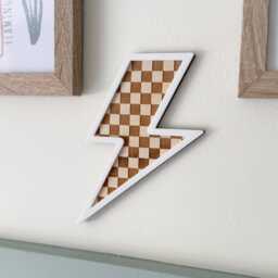 Lightening Bolt Wood Sign, Flash Kids Lightening Wall Hanging - thumbnail 2