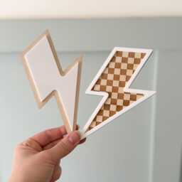 Lightening Bolt Wood Sign, Flash Kids Lightening Wall Hanging - thumbnail 1