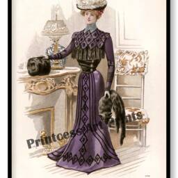 Victorian Fashion Illustrations Set Of 6 Art Prints Women's Coats, Jackets, Bonnets - thumbnail 3