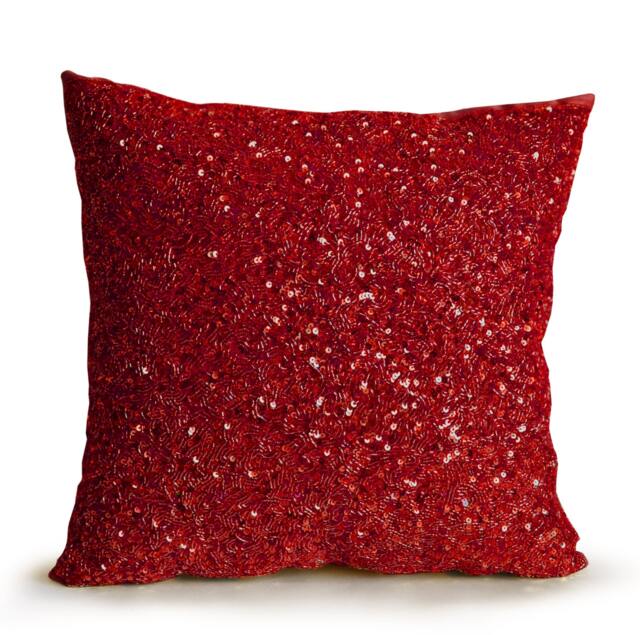 Red Sequin Throw Pillow Cover, Euro Sham, Confetti Decorative Pillows, Sequined Cushion, Christmas Pillows, Valentines Day D??cor - image 1
