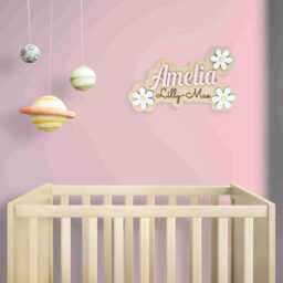 Personalised Wooden Layered Name Sign For Girls - Floral Door Sign, Nursery Decor, Custom Plaque, Bedroom Wall Art, Playroom - thumbnail 2