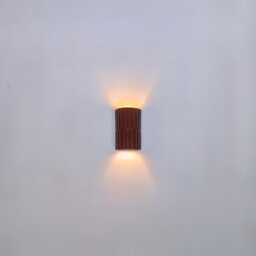 Burgundy Fluted Ceramic Wall Sconce - Bordeaux Up Down Light Dark Red Wall Lamp - thumbnail 3