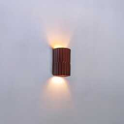 Burgundy Fluted Ceramic Wall Sconce - Bordeaux Up Down Light Dark Red Wall Lamp