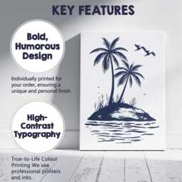 Navy Blue Tropical Palm Trees Island Coastal Silhouette Canvas Wall Art Print Decor Picture Ready To Hang - thumbnail 2
