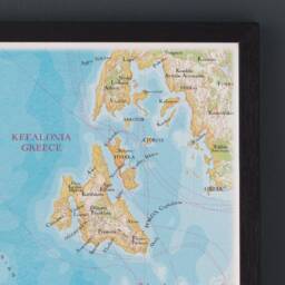 Framed Kefalonia Map Print Poster, Greece Gift, Wall Art Home Decor Gifts, Wedding Anniversary Illustration - thumbnail 3