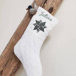 Handmade Quilted Stocking, Personalized Handmade Patchwork Quilted Christmas Stockings, Kids Stocking With Modern Patcwork Quilt - thumbnail 3